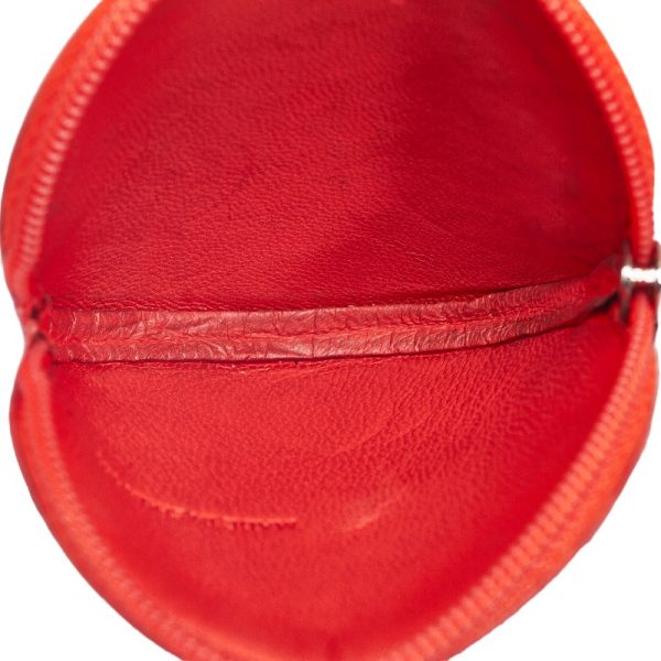 1 0118998 6 LOEWE Round Anagram Coin Case Red Leather