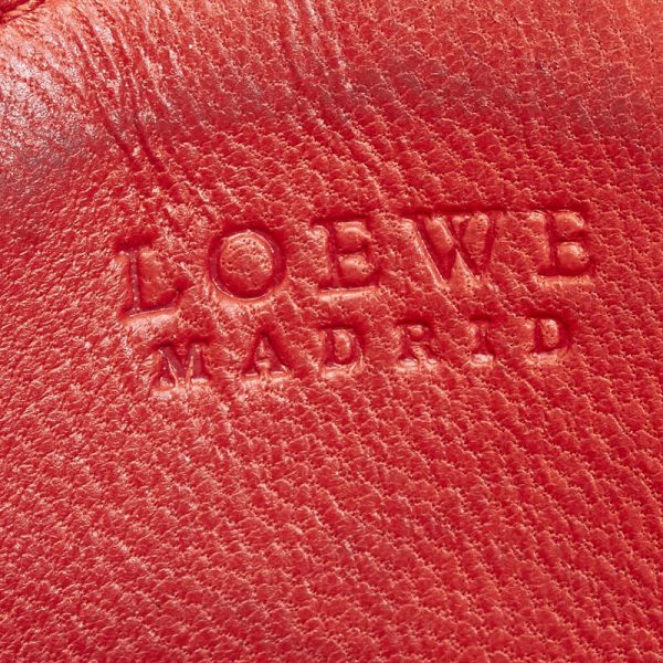 1 0118998 7 LOEWE Round Anagram Coin Case Red Leather