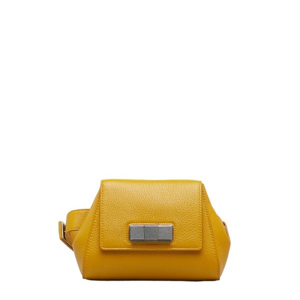 1 0121290 1 Bottega Veneta Cube Lock Hardware Body Bag Waist Bag Mustard Yellow