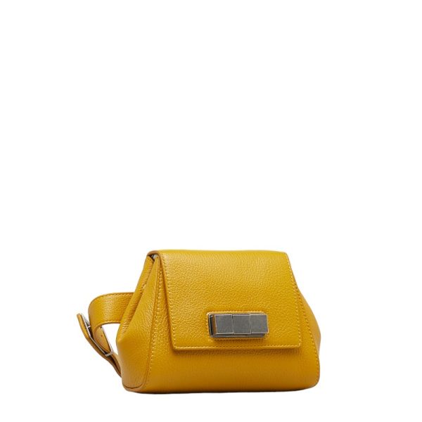 1 0121290 2 Bottega Veneta Cube Lock Hardware Body Bag Waist Bag Mustard Yellow