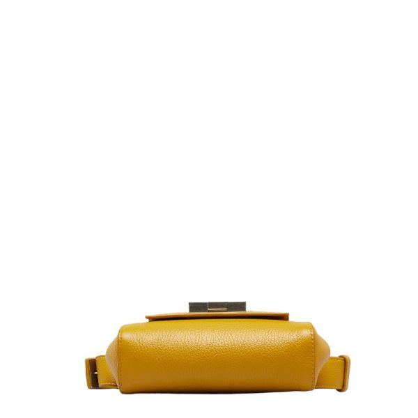 1 0121290 4 Bottega Veneta Cube Lock Hardware Body Bag Waist Bag Mustard Yellow