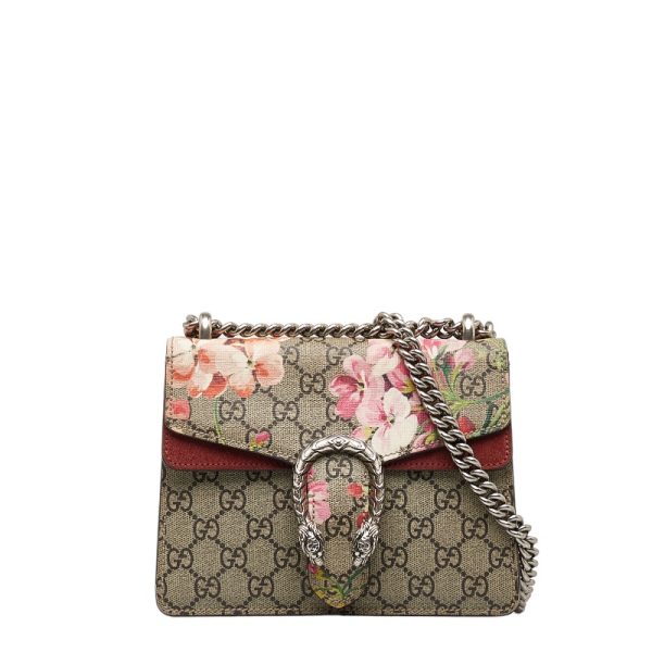 1 0121713 1 Gucci GG Supreme Blooms Dionysus Chain Shoulder Bag Pink