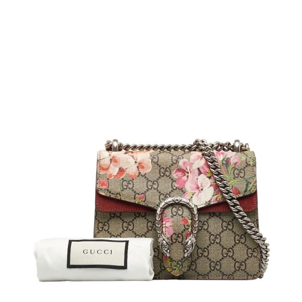 1 0121713 11 Gucci GG Supreme Blooms Dionysus Chain Shoulder Bag Pink