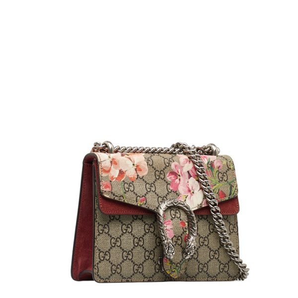 1 0121713 2 Gucci GG Supreme Blooms Dionysus Chain Shoulder Bag Pink