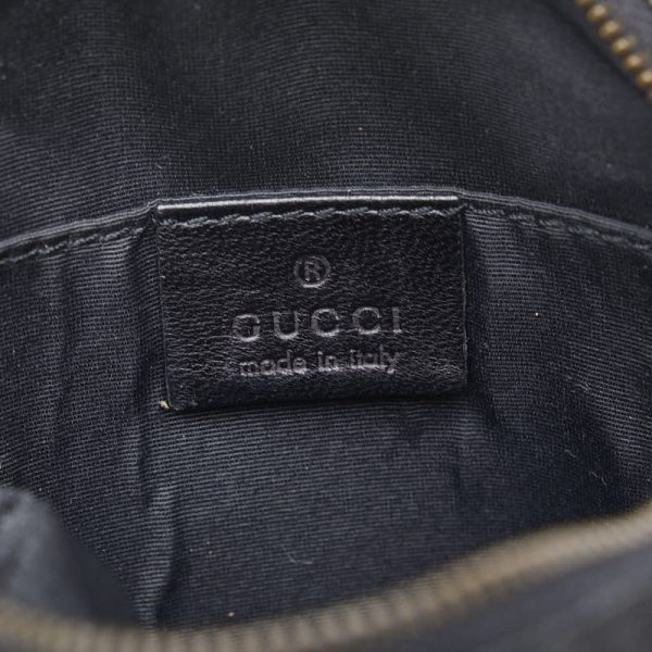 1 0121920 7 Gucci GG Canvas Round Shoulder Bag Black Canvas Leather