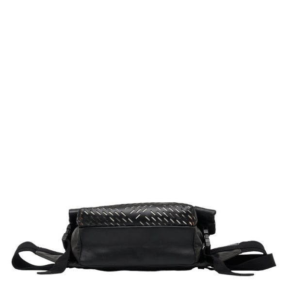 1 0122052 4 Bottega Veneta Perforated Body Waist Shoulder Bag Black