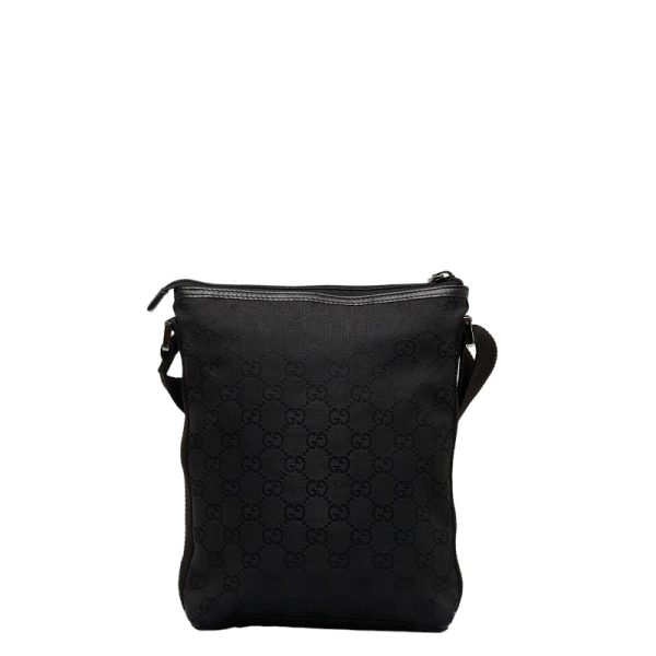 1 0122247 3 Gucci GG Canvas Crossbody Shoulder Bag Black Canvas Leather