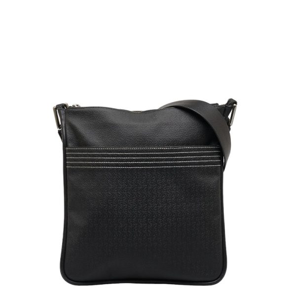 1 0122250 1 LOEWE Repeat Anagram Embossed Shoulder Bag Black