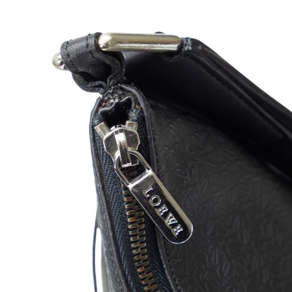 1 0122250 7 LOEWE Repeat Anagram Embossed Shoulder Bag Black