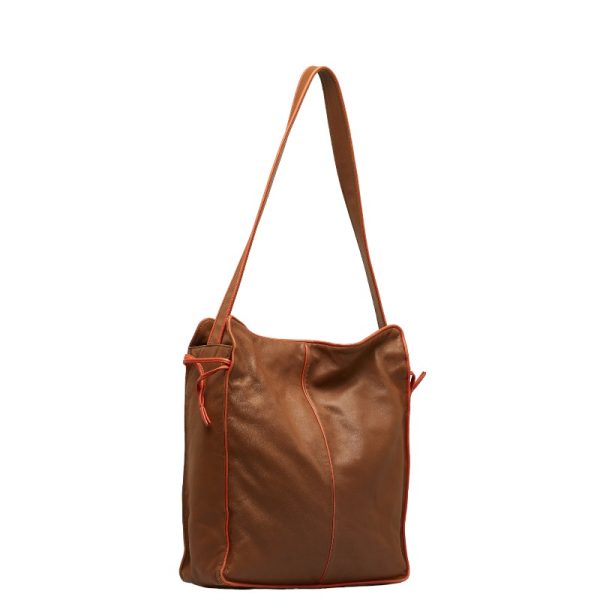 1 0122280 2 LOEWE Shoulder Bag Tote Bag Brown Orange Leather