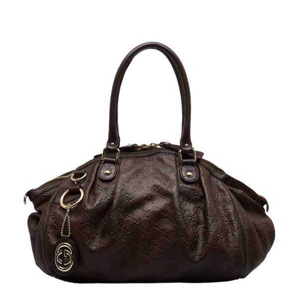 1 0122307 2 Gucci Guccisima Sookie Shoulder Bag Brown Leather