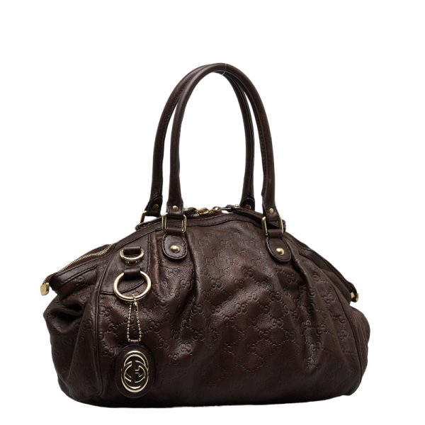 1 0122307 3 Gucci Guccisima Sookie Shoulder Bag Brown Leather