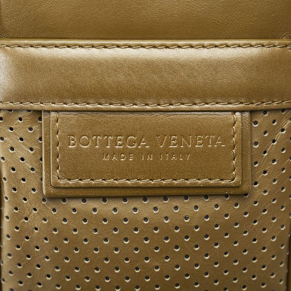 1 0122381 7 Bottega Veneta Punching Crossbody Shoulder Bag Pochette Khaki Leather