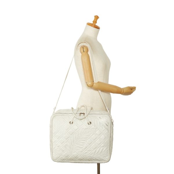 1 0122384 15 Balenciaga Blanket Square Shoulder Bag White Leather