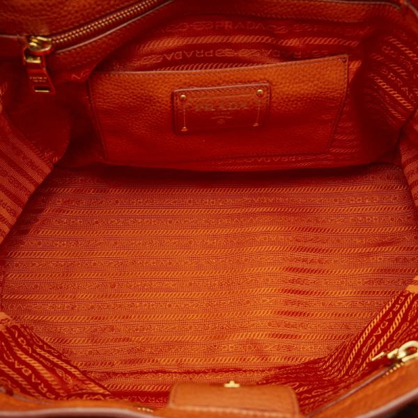 1 0122722 8 Prada Vitello Dino Gold Hardware Shoulder Bag BN2694 Orange