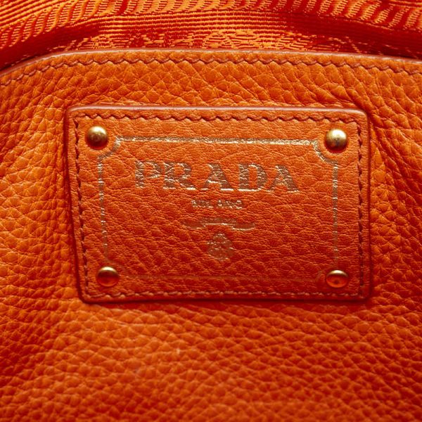 1 0122722 9 Prada Vitello Dino Gold Hardware Shoulder Bag BN2694 Orange