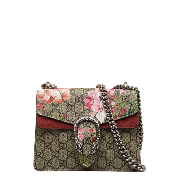 1 0122766 1 Gucci GG Blooms Dionysus Chain Shoulder Bag Red