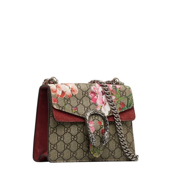 1 0122766 2 Gucci GG Blooms Dionysus Chain Shoulder Bag Red