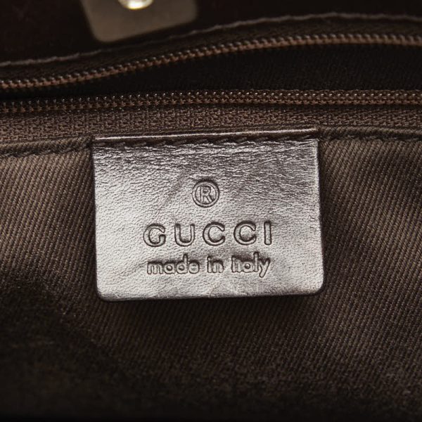 1 0123074 7 Gucci GG Canvas Silver Hardware Shoulder Bag Brown Canvas Leather