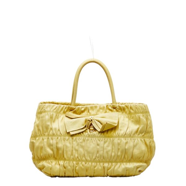 1 0123924 2 Prada Handbag Shoulder Bag 2WAY Yellow Leather