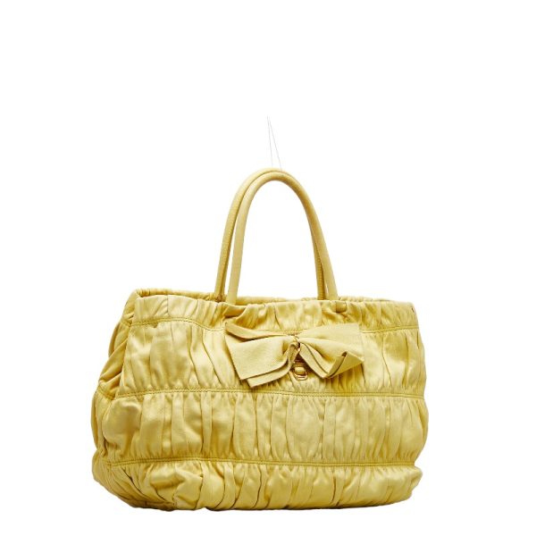 1 0123924 3 Prada Handbag Shoulder Bag 2WAY Yellow Leather