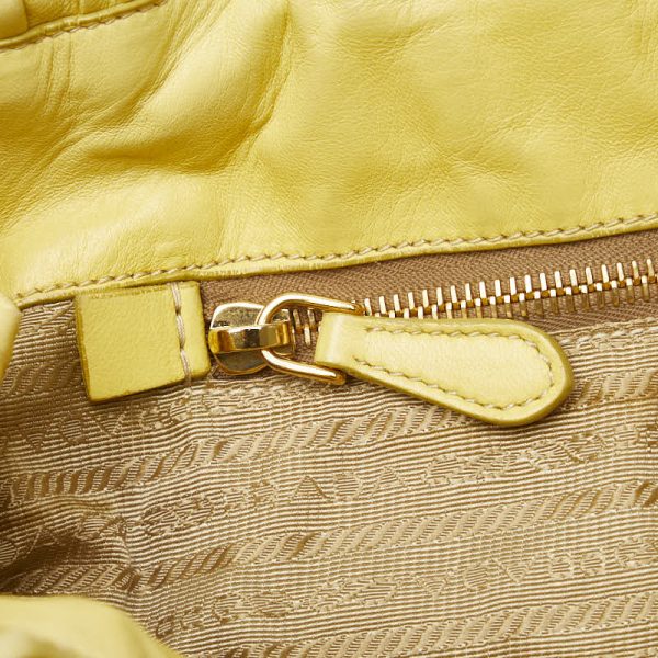 1 0123924 9 Prada Handbag Shoulder Bag 2WAY Yellow Leather