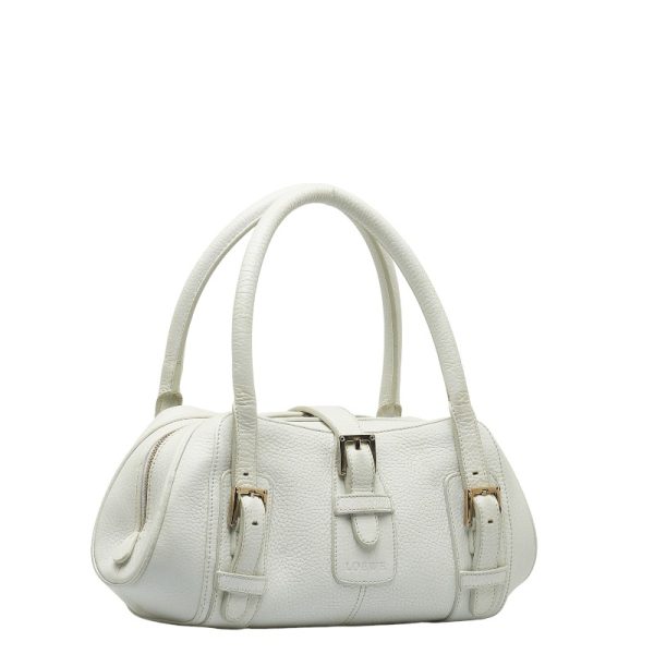 1 0123942 2 LOEWE Senda Handbag White Leather