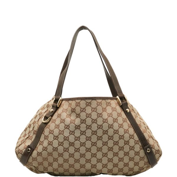 1 0124054 1 Gucci GG Canvas Abbey Handbag Tote Bag Brown Canvas Leather