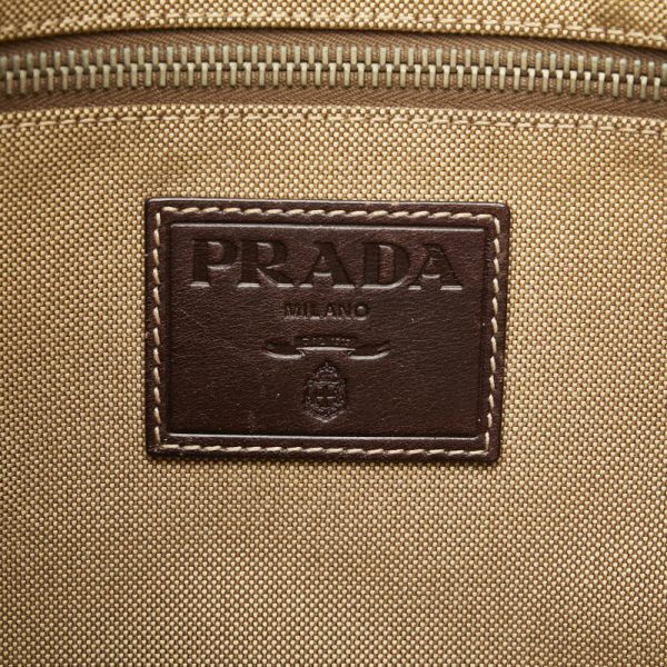 1 0124204 7 Prada Logo Jacquard Shoulder Bag Khaki Brown