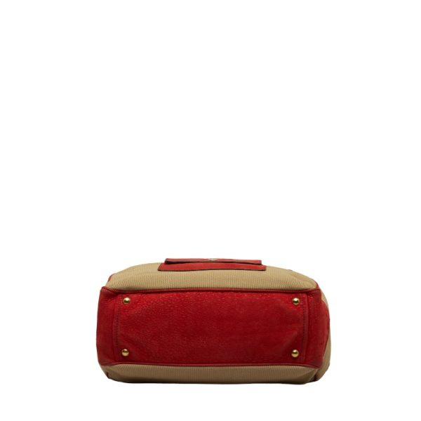 1 0124852 4 Prada Handbag Beige Red Canvas Leather