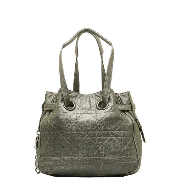 1 0124858 1 Dior Cannage Handbag Tote Bag Gray Leather