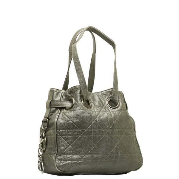 1 0124858 2 Dior Cannage Handbag Tote Bag Gray Leather