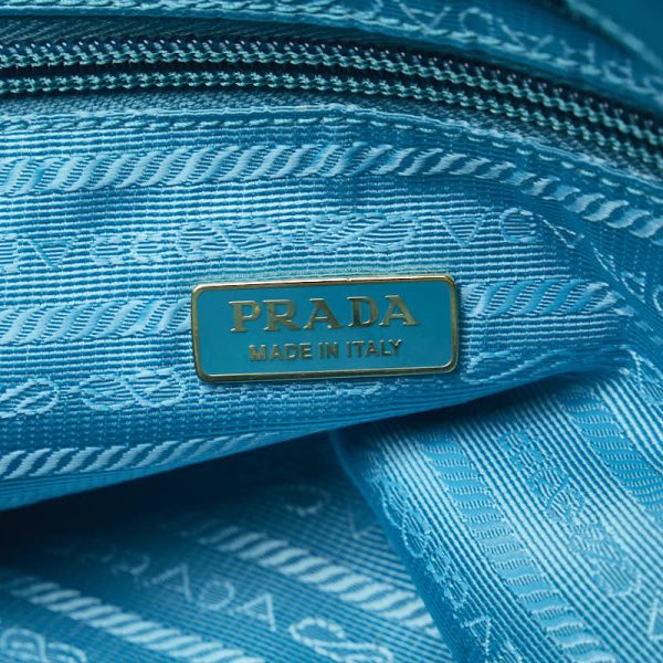 1 0124885 8 Prada Logo Jacquard Ribbon 2WAY Blue Nylon Leather