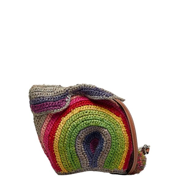 1 0125112 1 LOEWE Animal Line Paulas Bunny Rainbow Mini Bag Multicolor Raffia