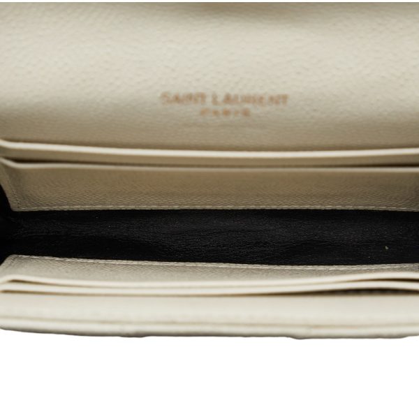 1 0125325 125326 Saint Laurent Monogram YSL Card Holder White Leather