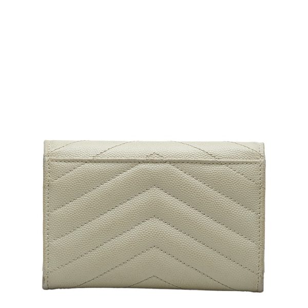 1 0125325 3 Saint Laurent Monogram YSL Card Holder White Leather