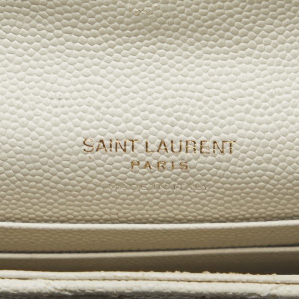 1 0125325 6 Saint Laurent Monogram YSL Card Holder White Leather