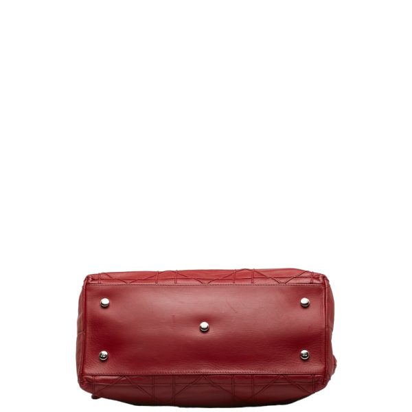 1 0125373 5 Dior Granville Cannage Handbag Shoulder Bag 2WAY Red Leather