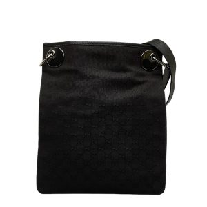 1 0125380 1 Saint Laurent Leather 2way Handbag Pouch Black