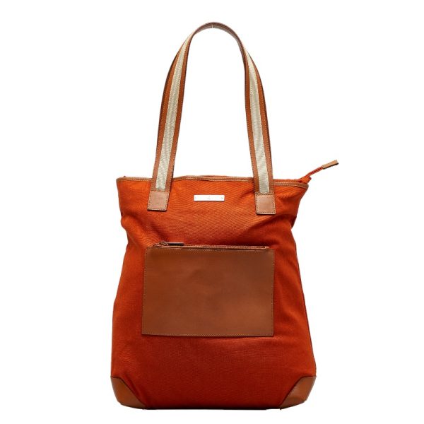 1 0125549 1 Gucci Tote Bag Orange Brown Canvas Leather