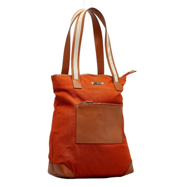 1 0125549 2 Gucci Tote Bag Orange Brown Canvas Leather