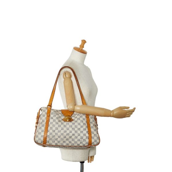 1 0125737 16 Louis Vuitton Damier Azur Stresa PM Tote Bag N42220 White