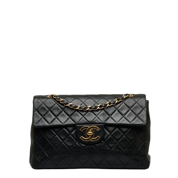 1 0126988 1 CHANEL Big Matelasse Crossbody Chain Shoulder Bag Black Leather