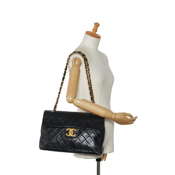 1 0126988 10 CHANEL Big Matelasse Crossbody Chain Shoulder Bag Black Leather