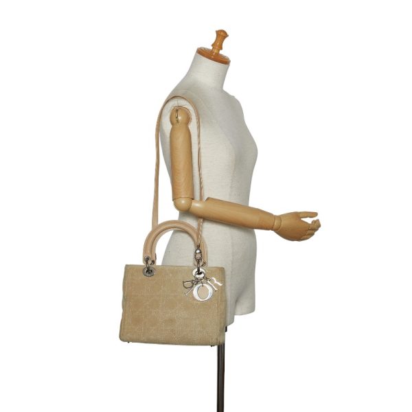 1 0126994 13 Dior Lady Shoulder Bag 2WAY Beige Suede