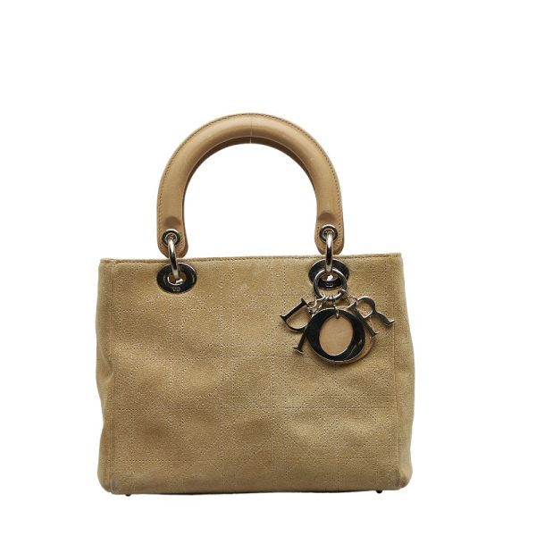 1 0126994 2 Dior Lady Shoulder Bag 2WAY Beige Suede