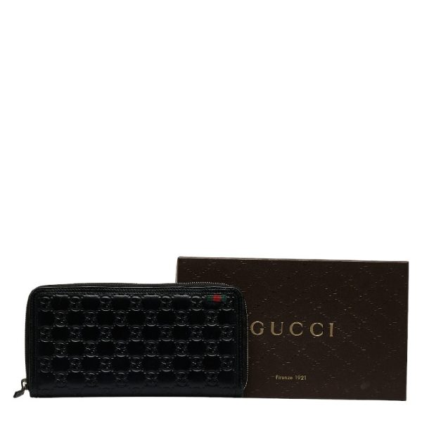 1 0127100 12 Gucci Guccisima GG Round Zipper Long Wallet Black