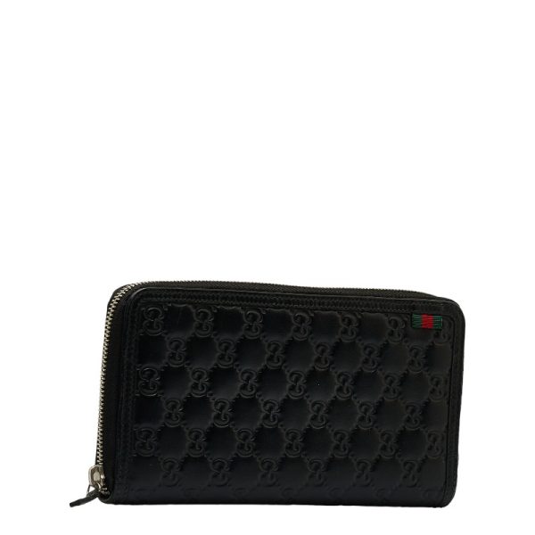 1 0127100 2 Gucci Guccisima GG Round Zipper Long Wallet Black