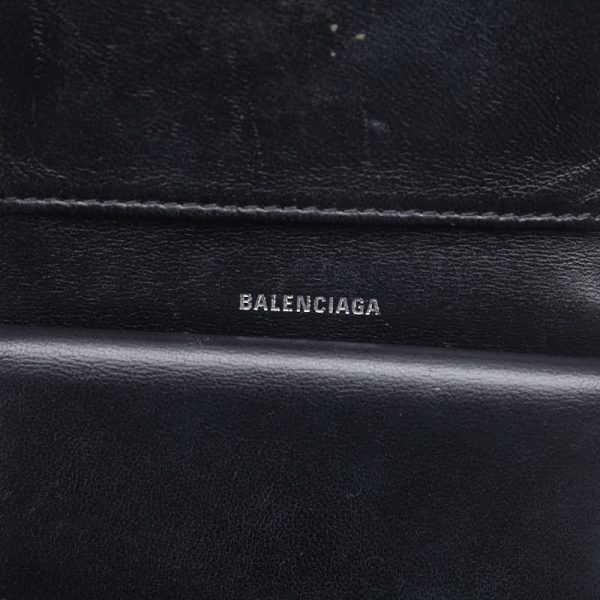 1 0127130 10 Balenciaga Paper Trifold Wallet Black Leather