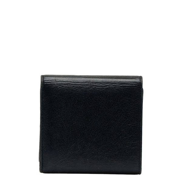 1 0127130 4 Balenciaga Paper Trifold Wallet Black Leather